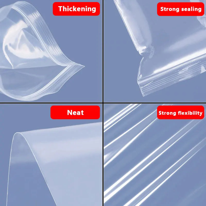 100pcs Thicken Zipper Sealed Bags Clear Plastic Storage Bag for Small Jewelry Food Packing Reclosable Plastic Ziplock Bags