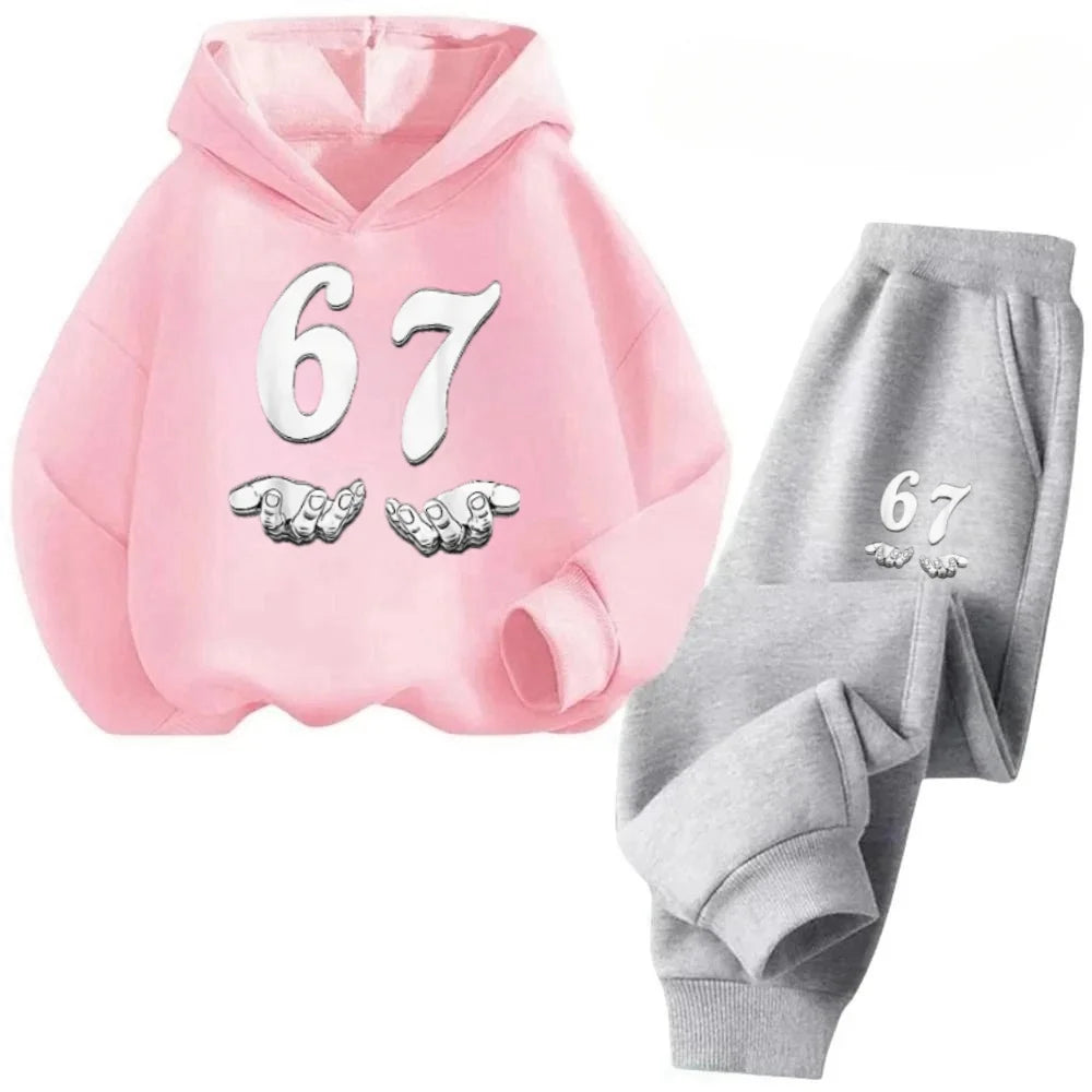 67 Fun Kids Set 4-13Y Cartoon Stitch Print Cotton Tracksuit Casual Children Outfit Free Shipping Children's Fashion Trend Set