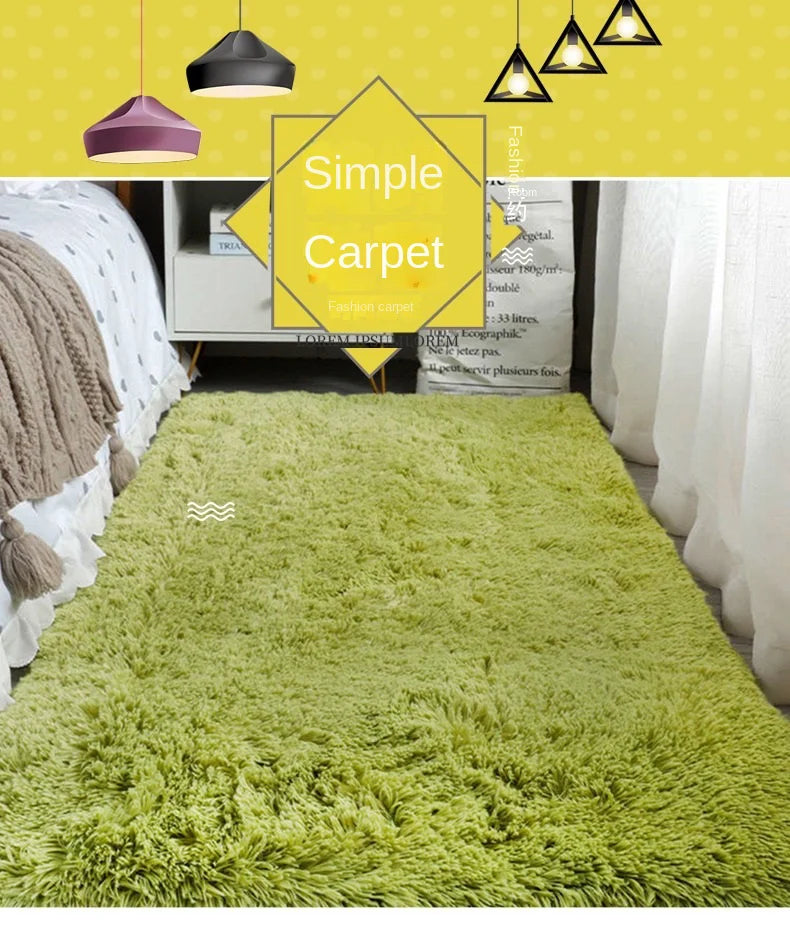 VIKAMA Silk and Wool Carpet, Solid Color, Simple Style, Suitable for Home Bedrooms, Bedside Rug, Dirt-resistant and Warm.