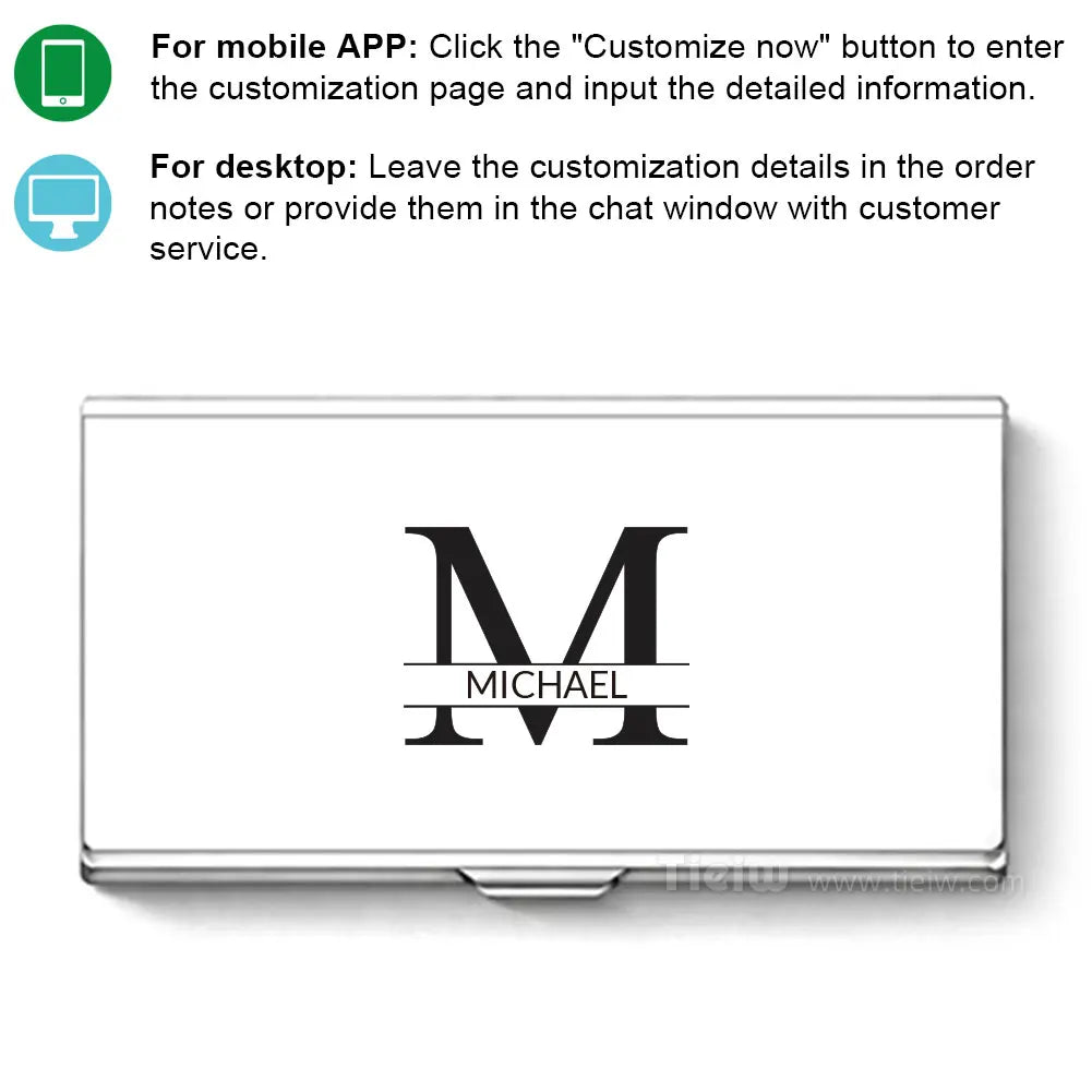 Personalized Name Card Holder, Custom Laser Engraved Name/Logo Aluminum Business Card Box for Office & Gifts