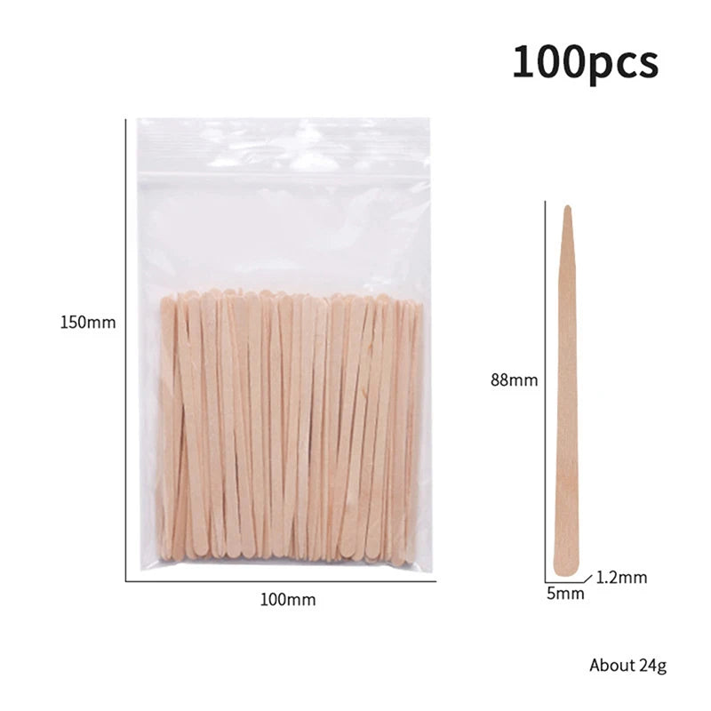 100PCS Disposable Wooden Hair Removal Sticks for Women Depilation Spatula Waxing Tool for Face Eyebrows Beauty Care