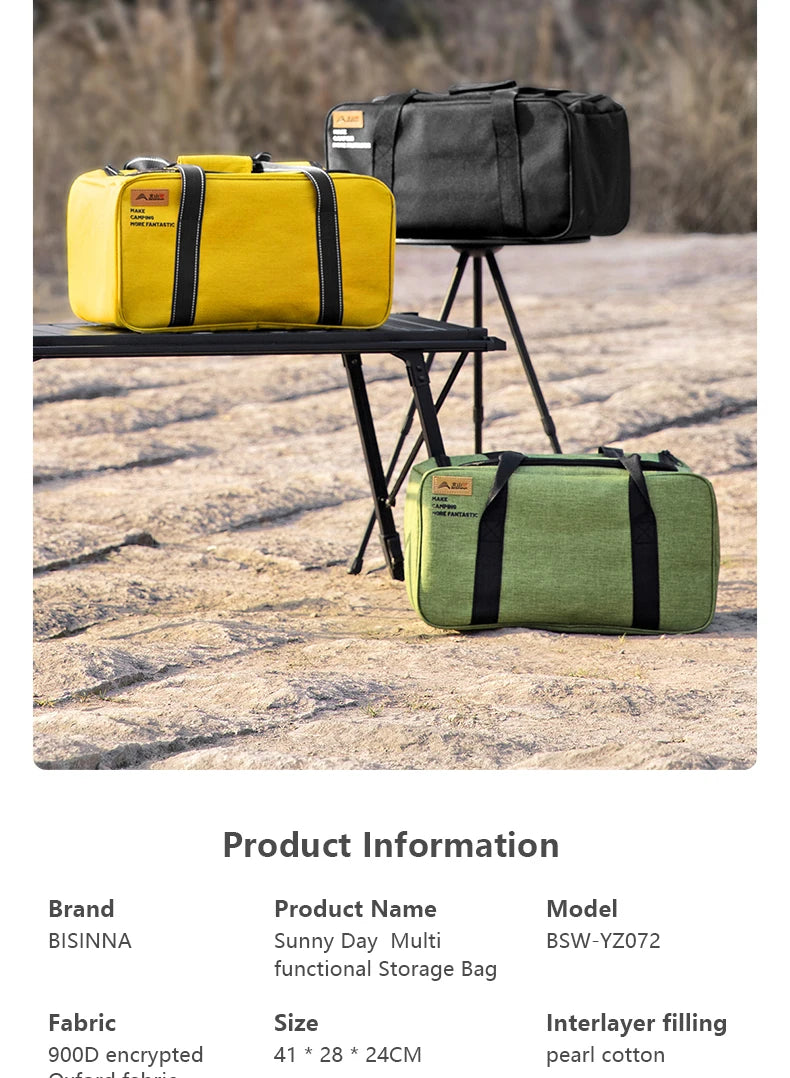 BISINNA Outdoor Camping Bag 26L Folding Gas Tank Storage Bag Picnic Cookwre Container Camp Supplies Adjustable Partition