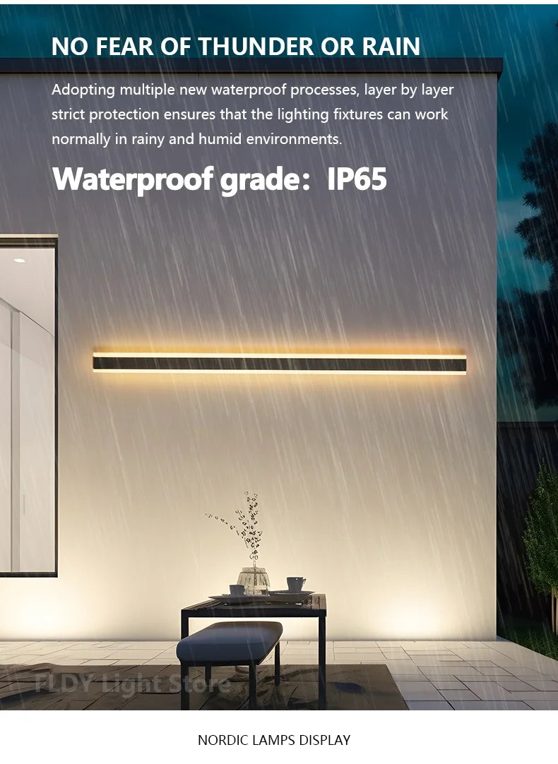 Wall Lamps Line Minimalist  Light Long Strip  Outdoor Waterproof Garden Decoration Villa Background Wall Garden Lights