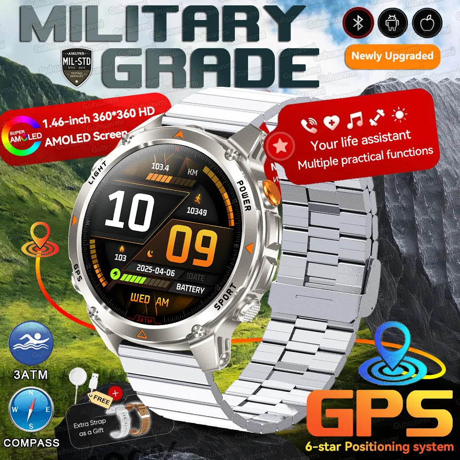 Forerunner 570 GPS Smart Watch 3ATM Waterproof  AMOLED Screen MULTI-BAND GNSS Compass Altimeter Flashlight Sports Smartwatch Men