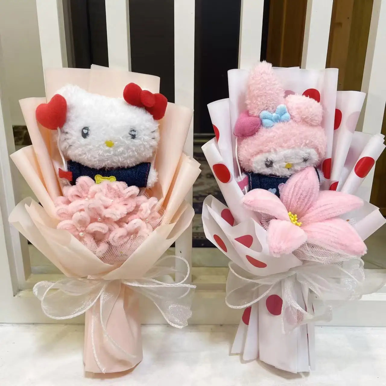 Cartoon My Melody Kuromi Cinnamoroll Kt Cat Plush Doll Creative Flower Bouquet Valentine Christmas Graduation Birthday Gift