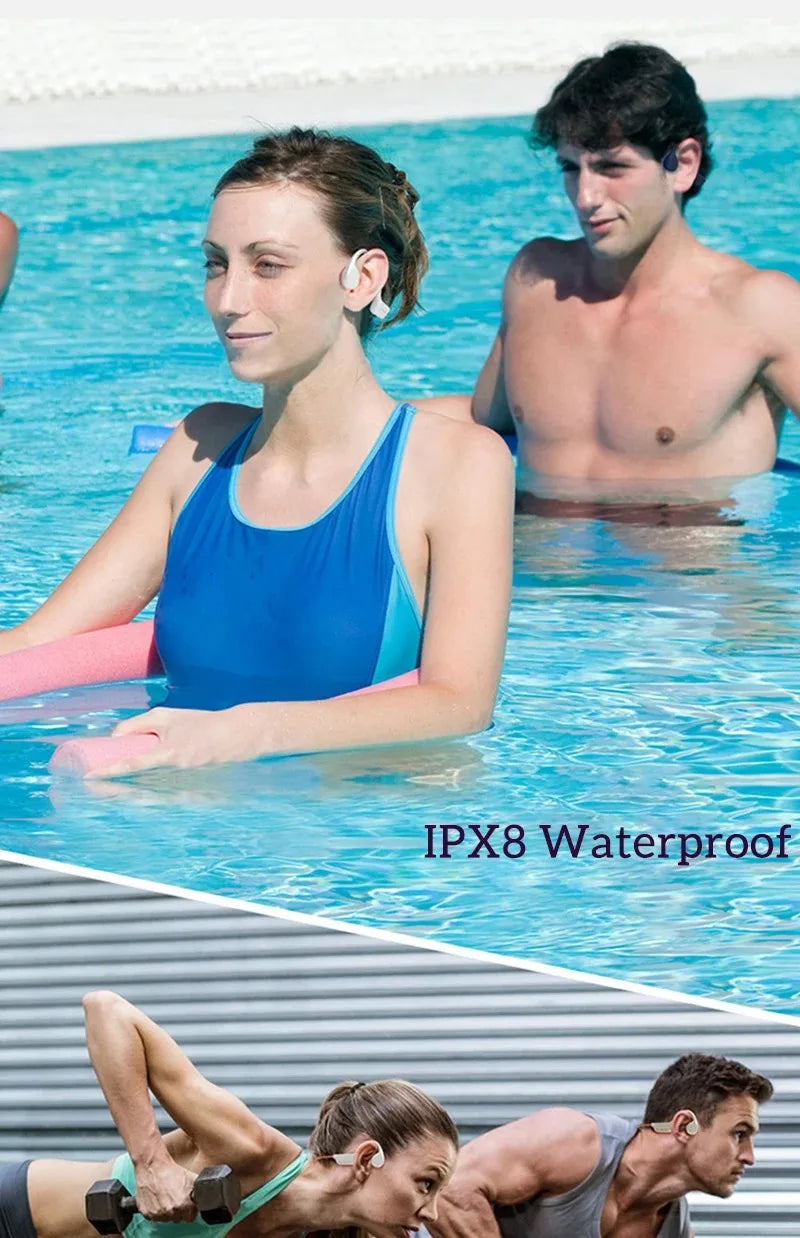 IPX8 Waterproof Swimming Diving Bone Conduction Headphone Bluetooth 5.3 Bass Wireless Headset MP3 (32G) Player fitness Earphone