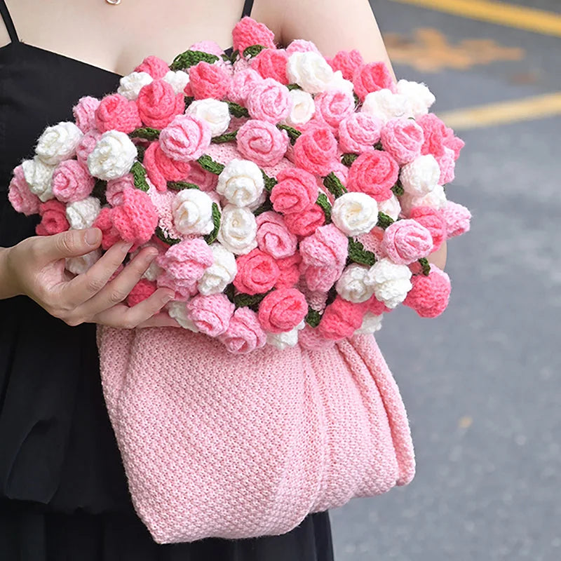 Rose Bouquet Blanket Hand Made Bouquet Nap Blankets Sofa Cover Finished Bouquet Blanket Couple Gift Home Supplies Manta de rosas