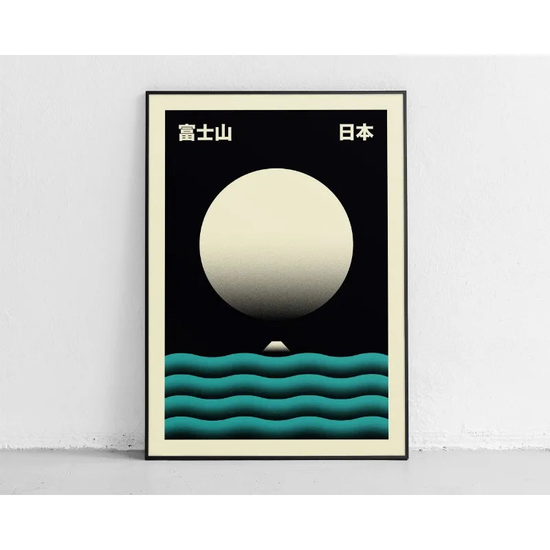 Japanese Contemporary Tokyo Artworks Poster Big Sunrise Waves Mount Fuji Monster Canvas Painting Wall Art Living Room Home Decor