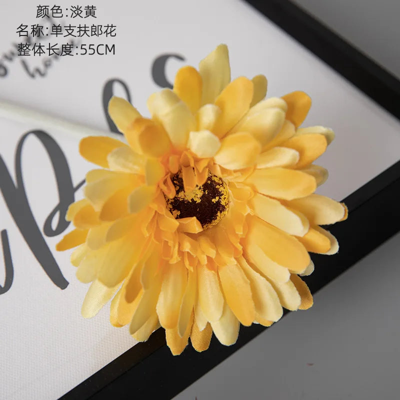 1piece 55cm Artificial Gerbera Flower Branch Wedding Garden Decoration Fake Silk Sunflower Party Home Decoration Accessories