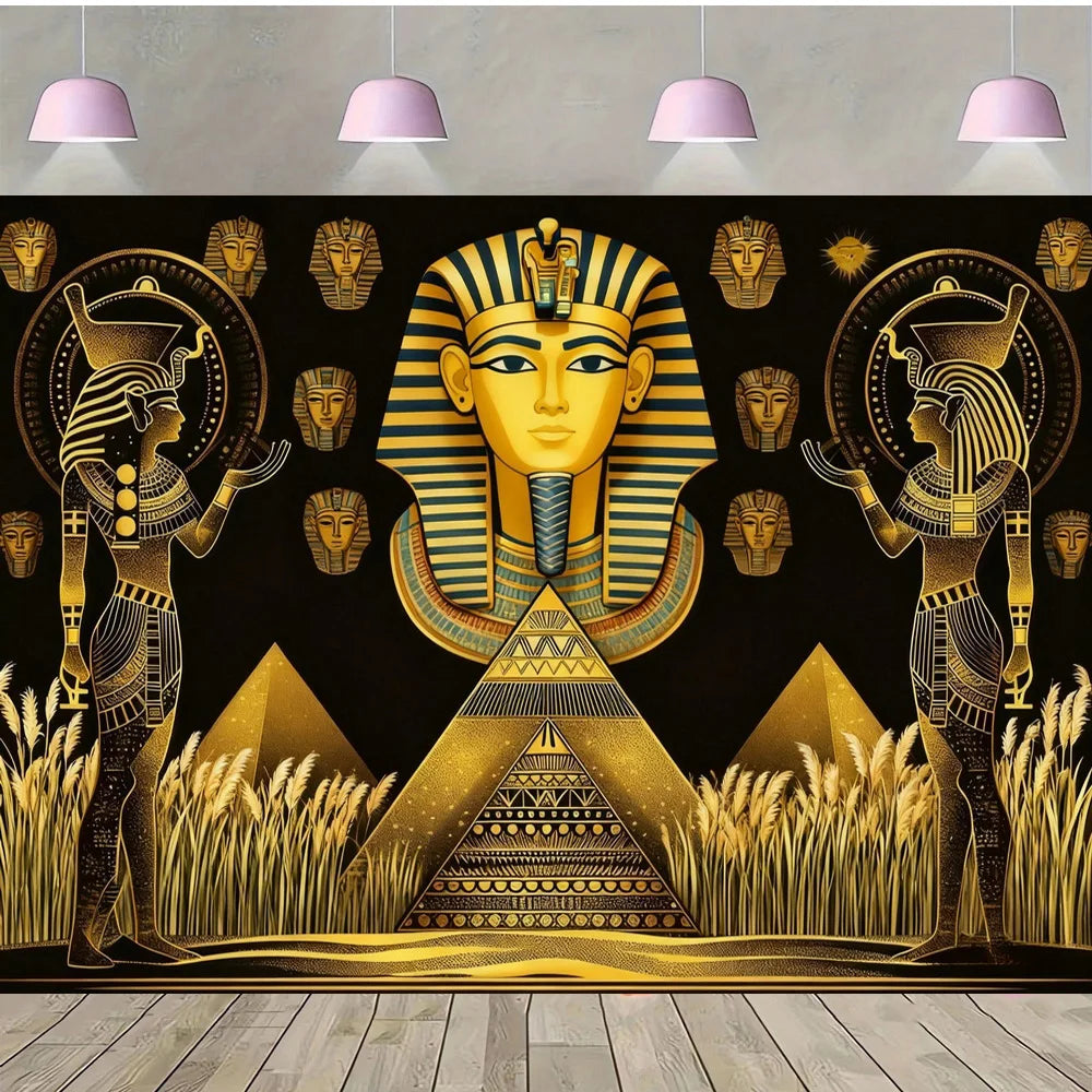 Pyramid God Art Gold Element Theme Birthday Banner Photography Background, Adult Birthday Party Decoration Photography Backdrop