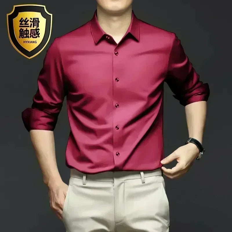 Men's White Shirt Long Sleeve Non iron Business Dress Slim Fit Korean Version Professional Work White Casual Men's Suit Shirt