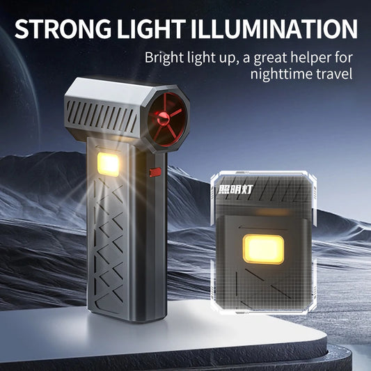 Portable Violent Fan 130000 RPM Mini Turbo Jet Fan with LED Display and Emergency Lighting Handheld 6 Speeds Brushless Blower