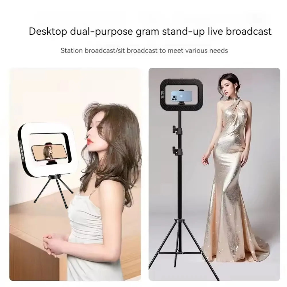VBNBV New Handheld Ring LED Rechargeable Fill light Portable Mobile Phone Live Broadcast Photography Desktop Selfie Light ﻿