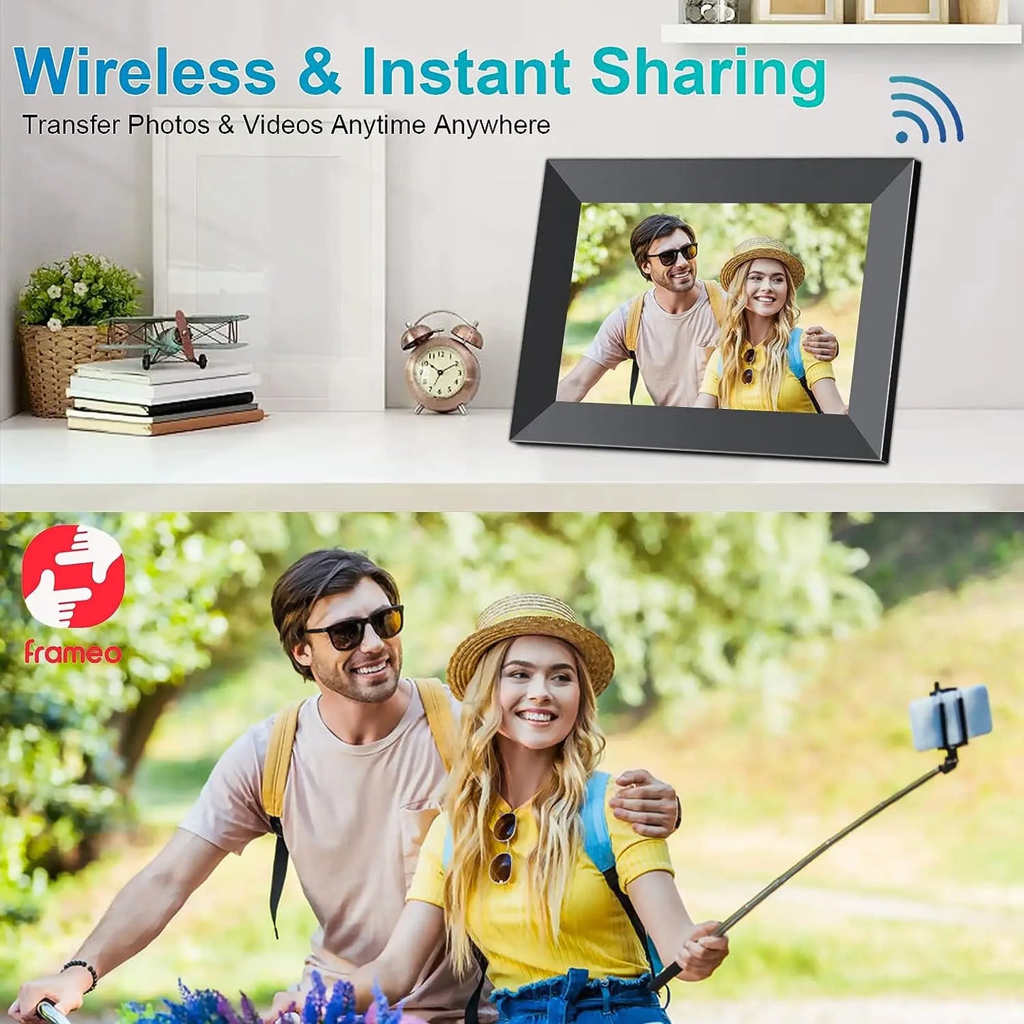 Frameo Digital Picture Frame 10.1 Inch 32GB/64GB Smart WiFi digital photo frame with 1280x800 IPS HD Touch Screen Wall Mountable