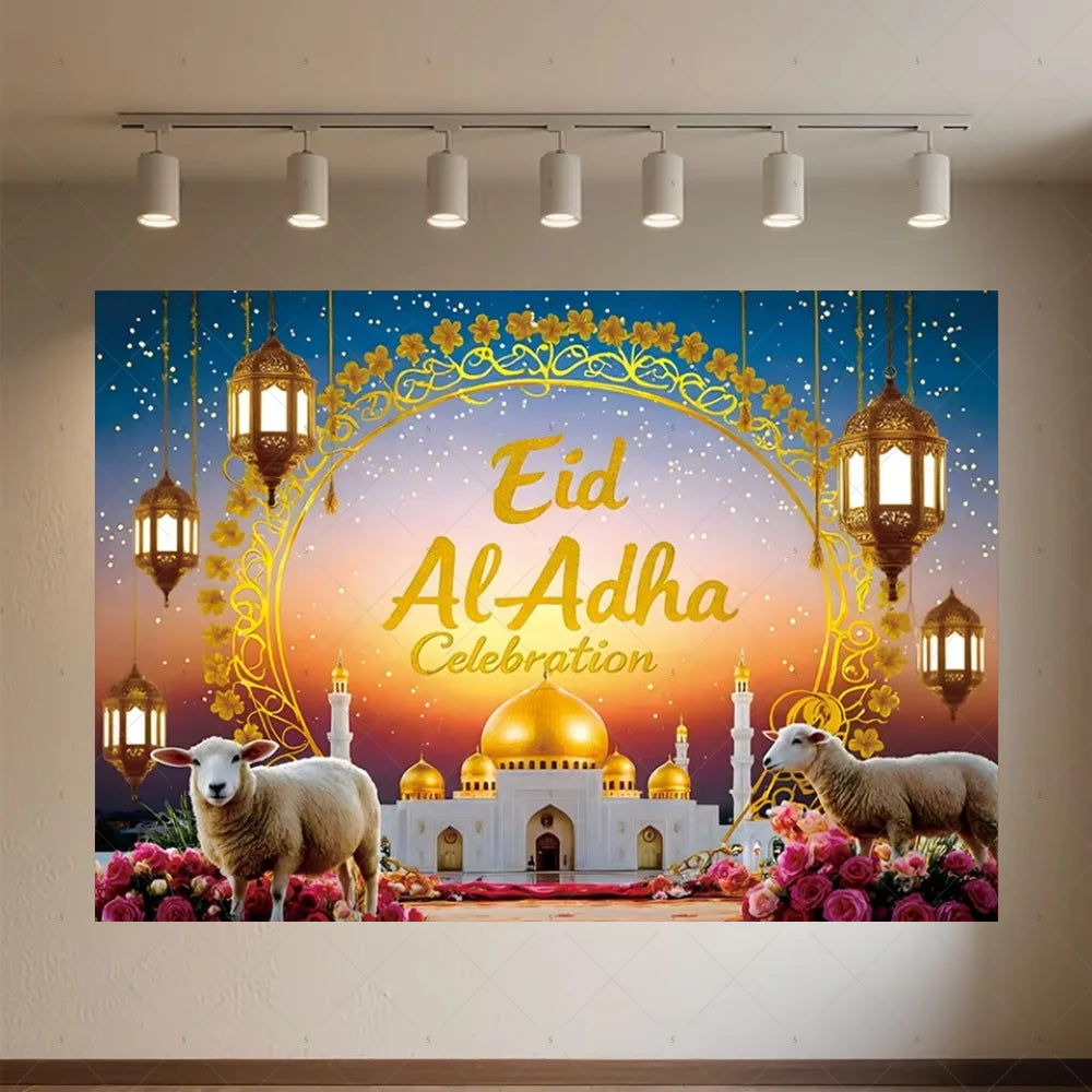 Background of The Moon Mosque Themed Party During Eid Fitr, Islamic Muslim Karim Ramadan Party Decoration Photography Background