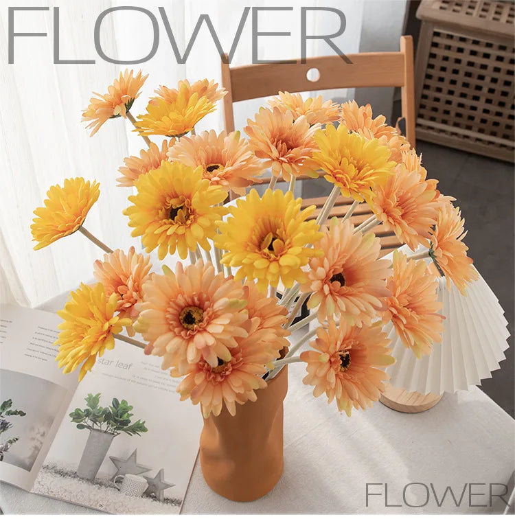 1piece 55cm Artificial Gerbera Flower Branch Wedding Garden Decoration Fake Silk Sunflower Party Home Decoration Accessories