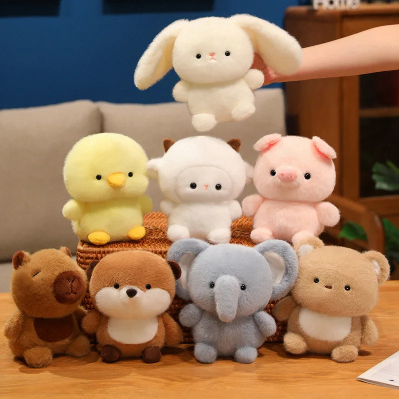 15CM Small Desktop Plush Toys Lovely Rabbit Sheep Pig Duck Otter Capybara Elephant Stuffed Animal Doll Cute Healing Doll Gifts