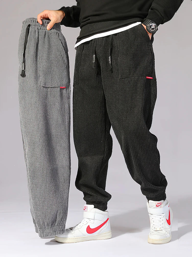 Baggy Corduroy Jogger Pants Men Tech Fleece Sweatpants Man Autumn Winter Casual Harem Pants Male Sport Thermal Trousers