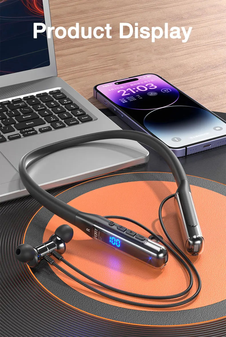 EARDECO 80 Hours Endurance Bluetooth Headphone with Microphone Wireless Headphones Bass Stereo Neckband Earphones Bluetooth 5.3