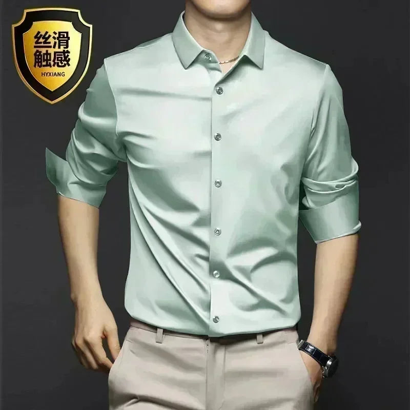 Men's White Shirt Long Sleeve Non iron Business Dress Slim Fit Korean Version Professional Work White Casual Men's Suit Shirt