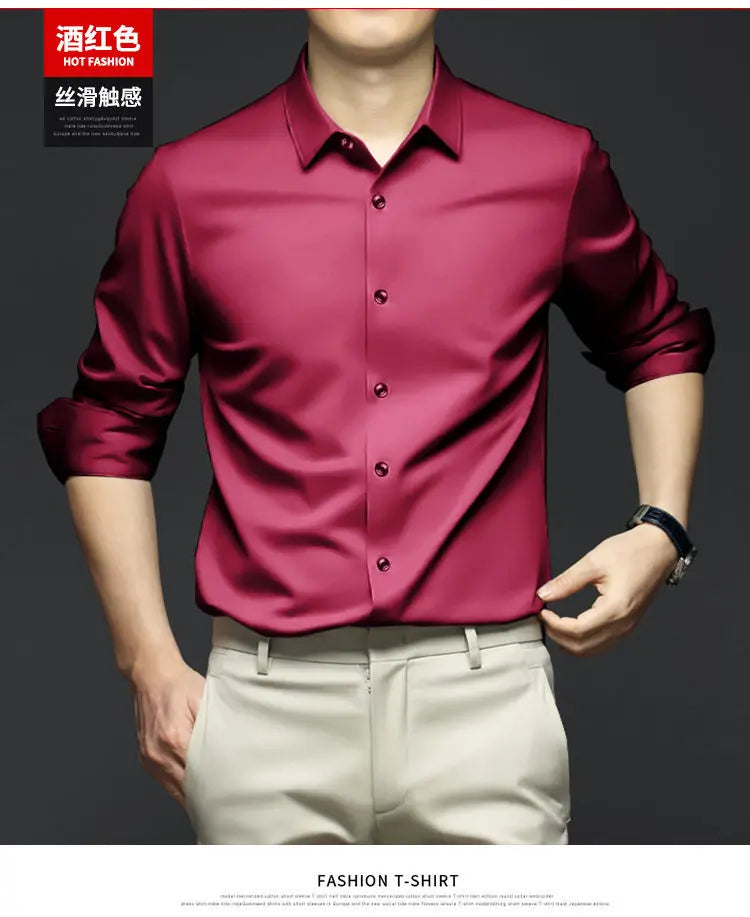 Men's White Shirt Long Sleeve Non iron Business Dress Slim Fit Korean Version Professional Work White Casual Men's Suit Shirt