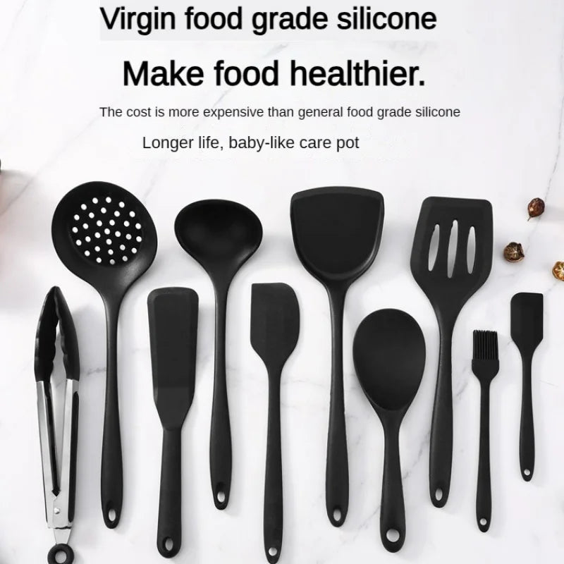 1/10PCS Food-Grade Silicone Kitchen Tools Set, Heat-Resistant Slotted Spoon for Non-Stick Cookware & Hot Pot, Multi-Use Strainer