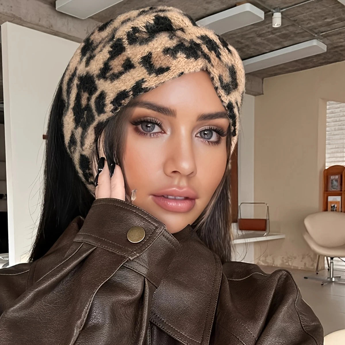 1PC Elegant Retro Leopard Print Headband - Women's Thick Hairband Suitable for Fitness, Outdoor & Holiday Gift, Sports Accessory