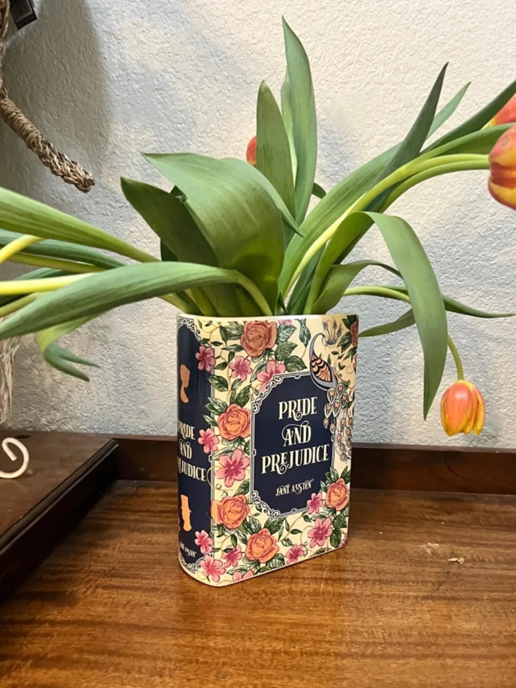 Ceramic Book Vase Pride and Prejudice Cute Bookshelf Decor Unique Gift for Book Lovers Home Interior Wall Shelf Decoration House