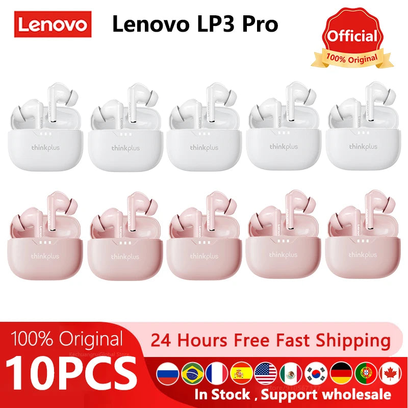 10pcs Lenovo LP3 Pro Wholesale 2pcs Original lp3pro Wireless Bluetooth Headphones HiFi Stereo Earbuds Noise Reduction With Mic