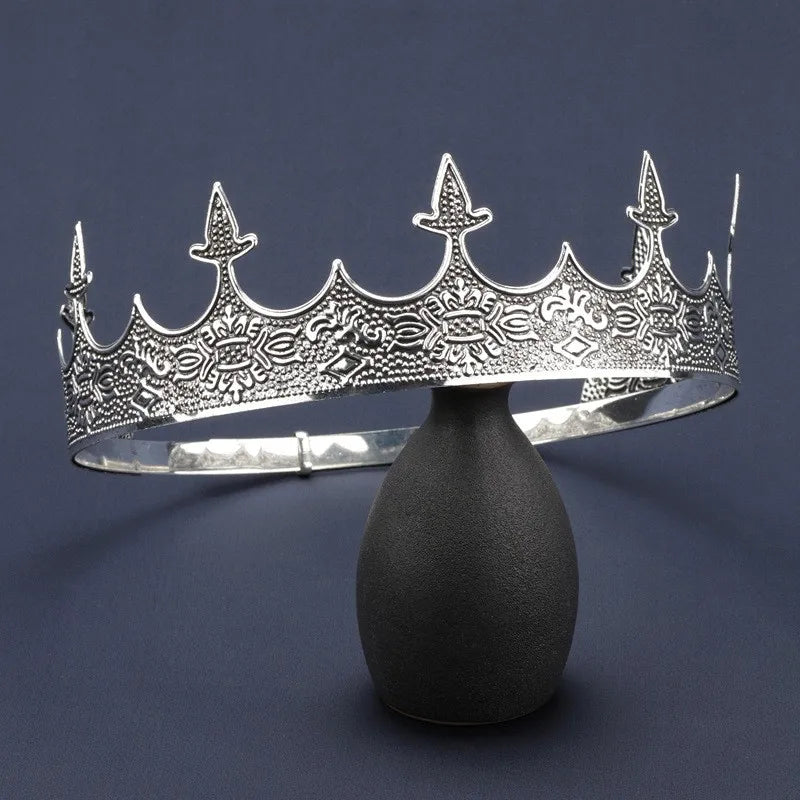 Royal Men's Round Crown Prince Crown Wedding Birthday Ball Party Halloween Decoration Bride Universal