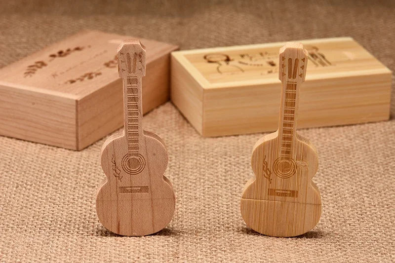 JASTER USB 3.0 Flash Drives Wooden Guitar 128GB Free Custom Logo Pen Drive 64GB with Box Memory Stick Music Business Gift U disk