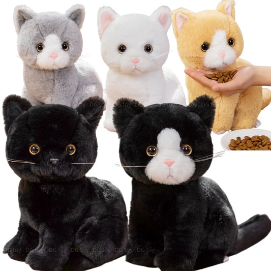 26cm Simulation Grey White Black Cat Plush Toy Cartoon Sitting Lifelike Kitten Animal Cats Artificial Touch Doll Gift for Kids