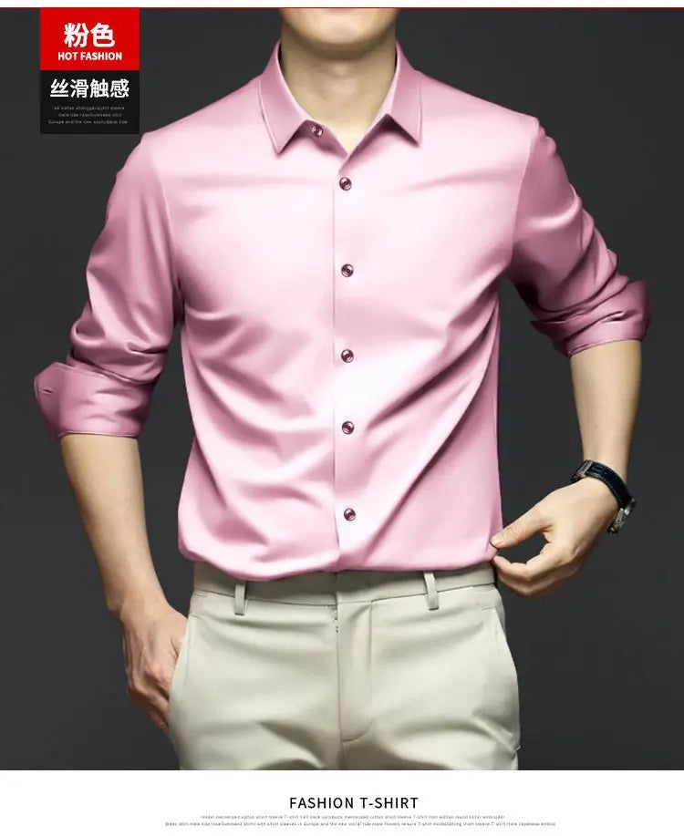Men's White Shirt Long Sleeve Non iron Business Dress Slim Fit Korean Version Professional Work White Casual Men's Suit Shirt