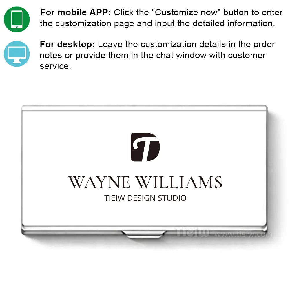 Personalized Name Card Holder, Custom Laser Engraved Name/Logo Aluminum Business Card Box for Office & Gifts