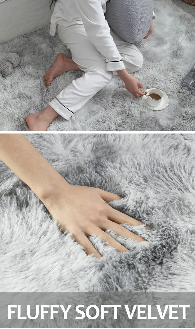VIKAMA black Area Plush for Bedroom, Living Room Fluffy Rug, Large Area Rug Shag Shaggy Carpet Soft Plush Furry Bedside Rug