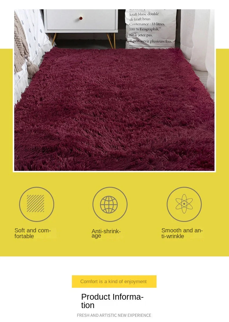 VIKAMA Silk and Wool Carpet, Solid Color, Simple Style, Suitable for Home Bedrooms, Bedside Rug, Dirt-resistant and Warm.