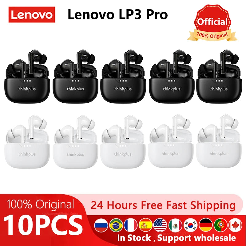 10pcs Lenovo LP3 Pro Wholesale 2pcs Original lp3pro Wireless Bluetooth Headphones HiFi Stereo Earbuds Noise Reduction With Mic