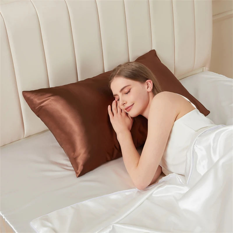 Solid Mulberry Silk Pillow Case Hair Skin Protect Pillowcase Luxury Sleeping Bedding Cushion Pillow Cover Standard Queen Size