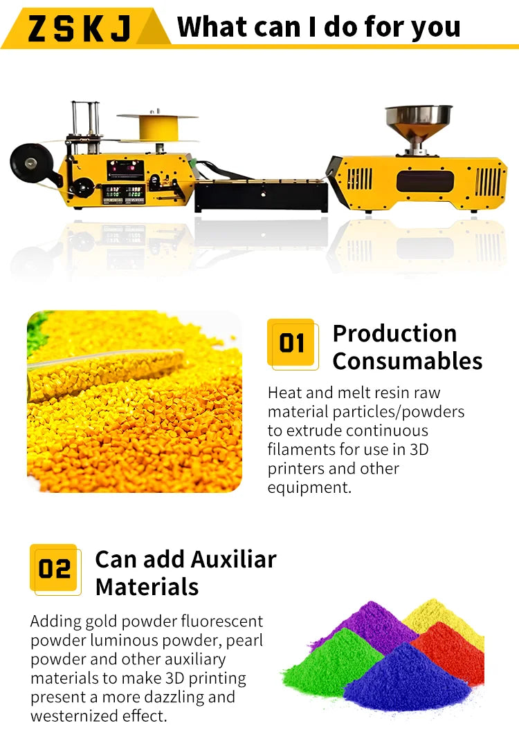HT400 Extruder 3d Filament Maker 3D Filament Extruder Machine Desktop 3D Printing Consumables Extruder 1.75mm 2.85mm 3mm Nozzles