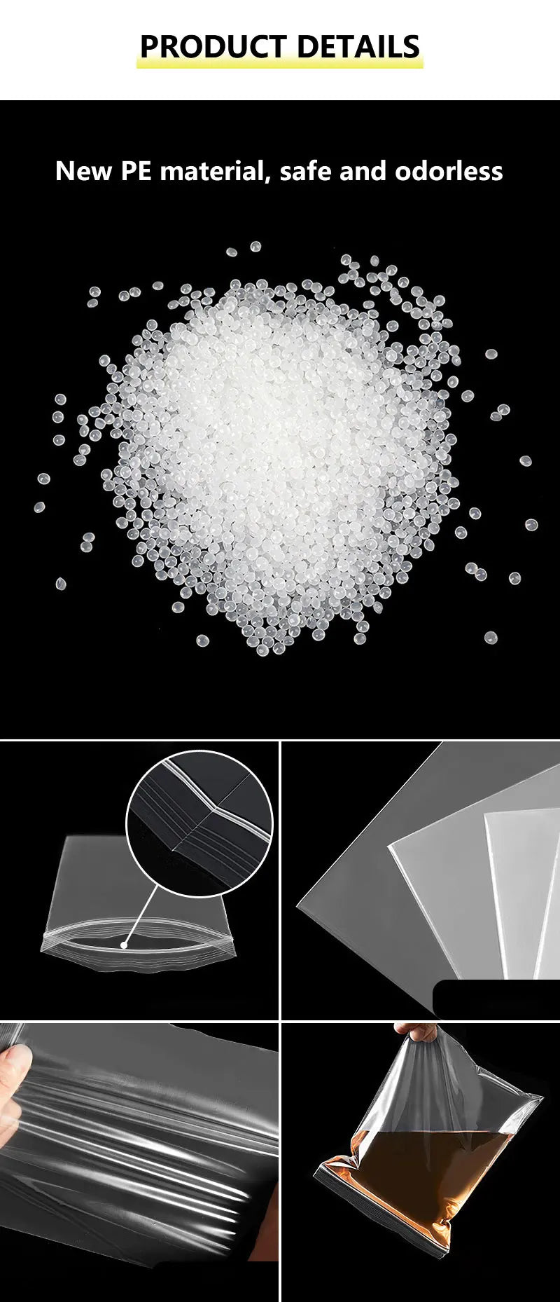 100pcs Thicken Zipper Sealed Bags Clear Plastic Storage Bag for Small Jewelry Food Packing Reclosable Plastic Ziplock Bags