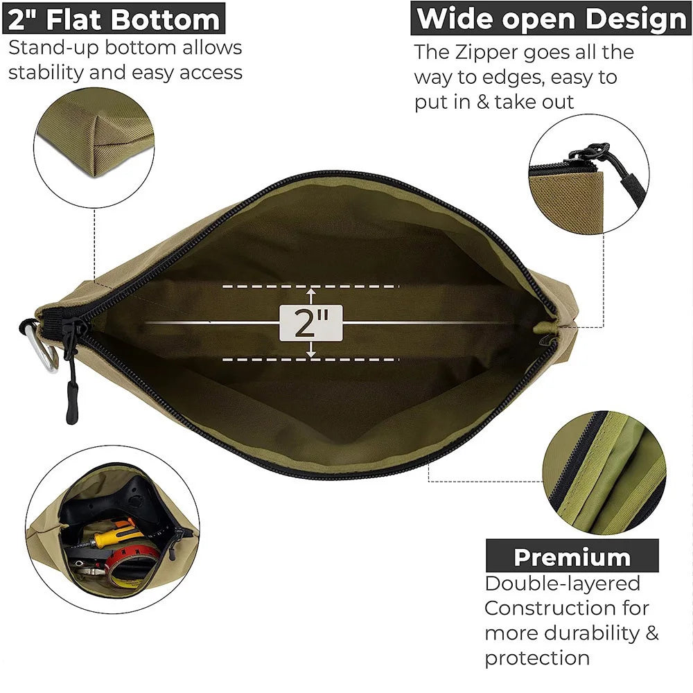 Tool Bag Zipper Pouch Multi-Function Bag Wear-Resistant Tool Organizers for Camping Woodworking Electrician Gardening