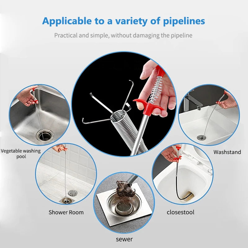 Hand Pinch Cleaning Sewer Pipe Plunger Hand Pinches Four Claws Pipe Opener Drains Four Claw Telescopic Bathroom Accessories Home