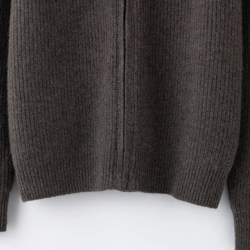 Autumn and winter women's clothing 100% pure cashmere collar thick knit zipper cardigan oversized coat sweater long sleeve loose