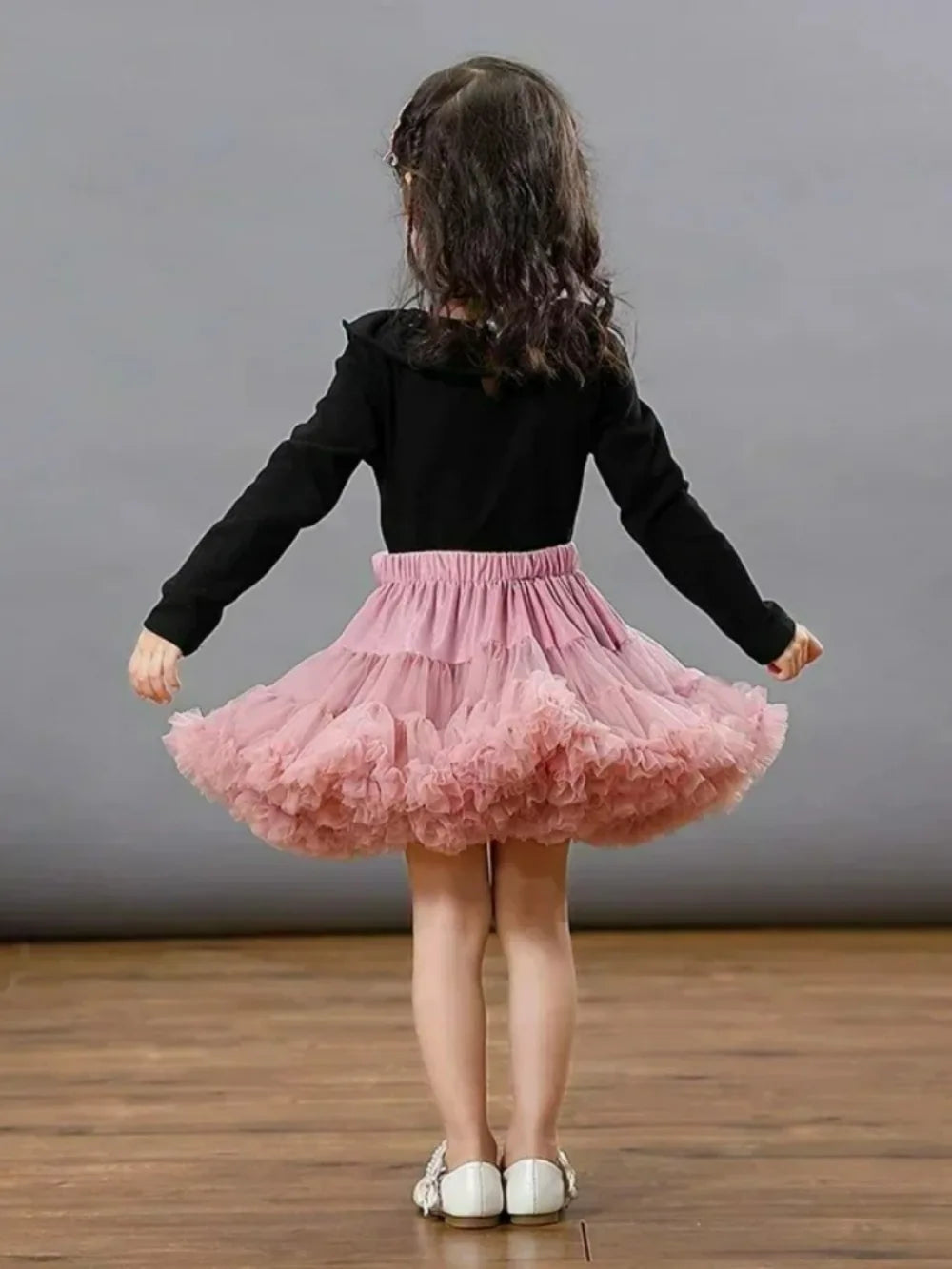 HOT Girls Tutu Skirts Solid Fluffy Tulle Princess Ball Gown Pettiskirt Kids Ballet Party Performance Dress for Children PP001