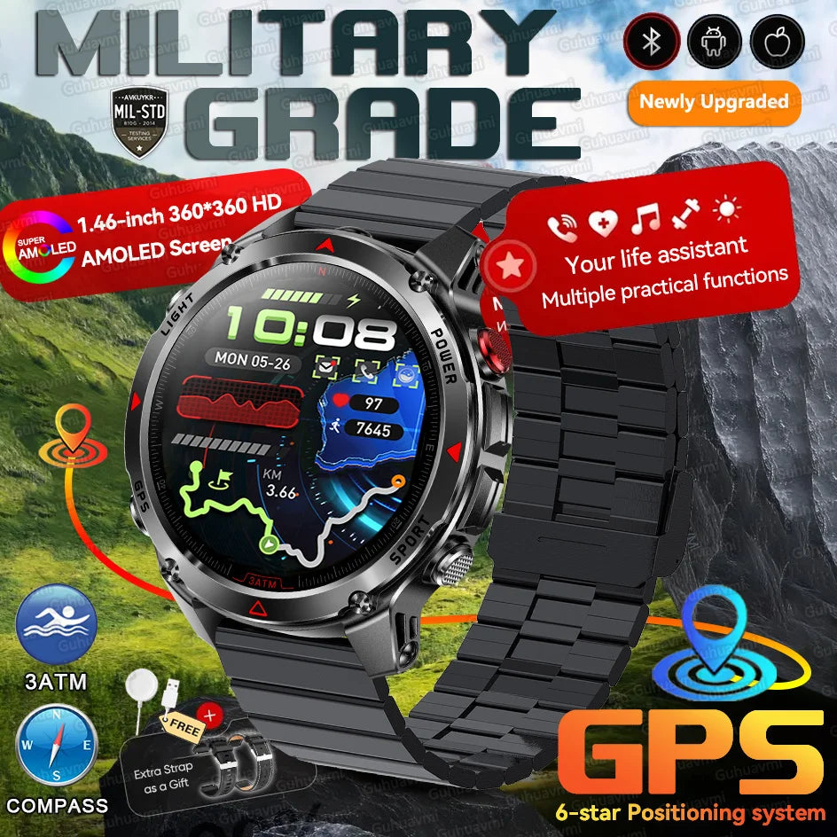 Forerunner 570 GPS Smart Watch 3ATM Waterproof  AMOLED Screen MULTI-BAND GNSS Compass Altimeter Flashlight Sports Smartwatch Men
