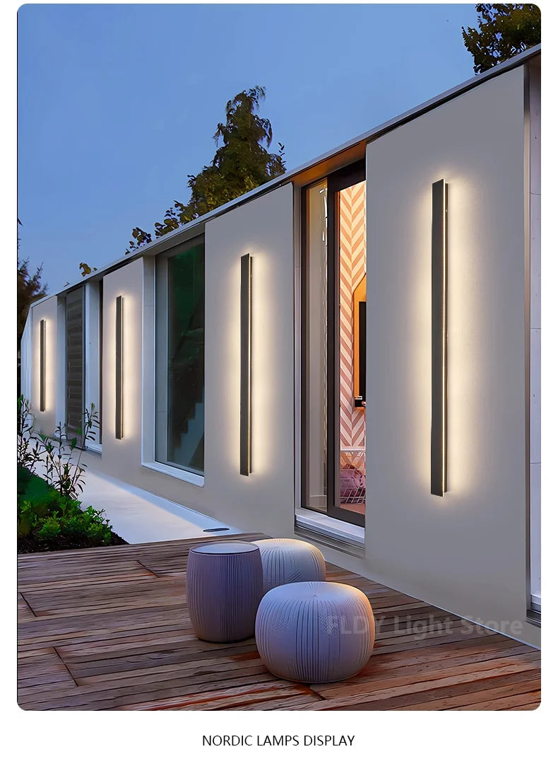 Wall Lamps Line Minimalist  Light Long Strip  Outdoor Waterproof Garden Decoration Villa Background Wall Garden Lights