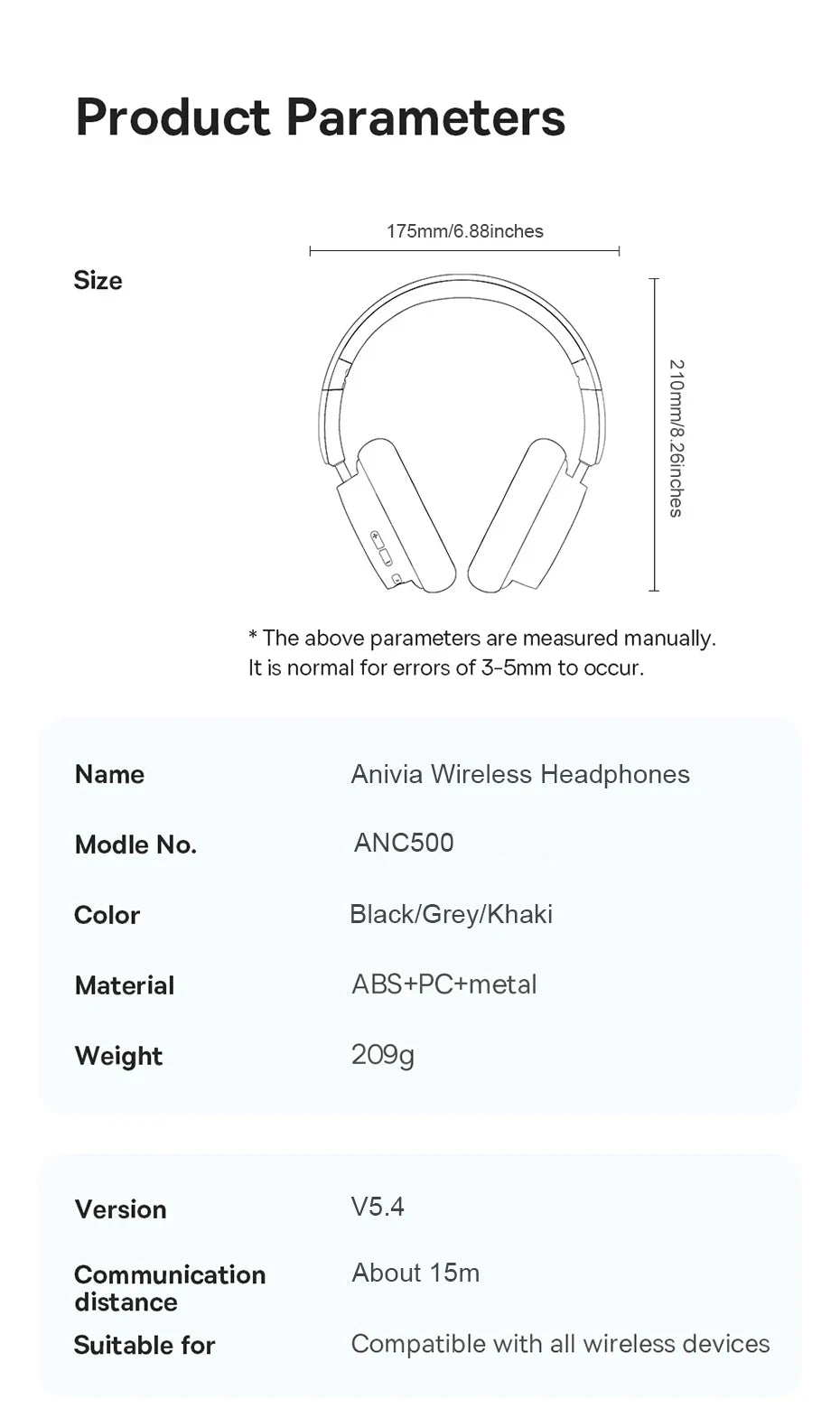 BOSE&bye ANC Noise Reduction Bluetooth Headphones Over The Ear Wireless Big Earphone Hifi Sounds Sport Headsets With Button mic
