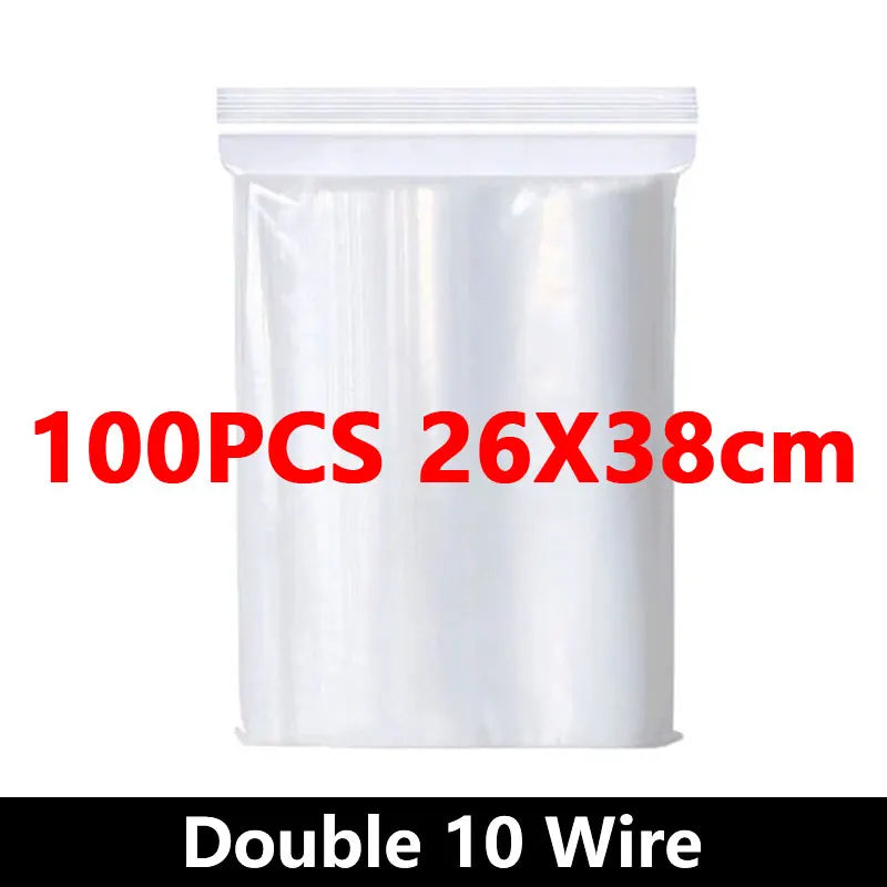 100pcs Thicken Zipper Sealed Bags Clear Plastic Storage Bag for Small Jewelry Food Packing Reclosable Plastic Ziplock Bags