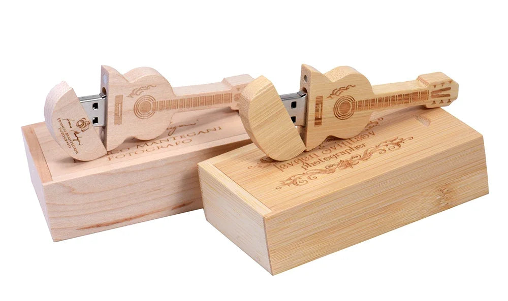 JASTER USB 3.0 Flash Drives Wooden Guitar 128GB Free Custom Logo Pen Drive 64GB with Box Memory Stick Music Business Gift U disk