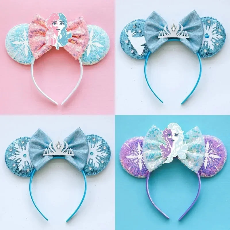 Disney Mickey Mouse Hairbands Frozen Ear Headband for Adults Anna Elsa Snowman Olaf Headwear Women Kids Girls Hair Accessories